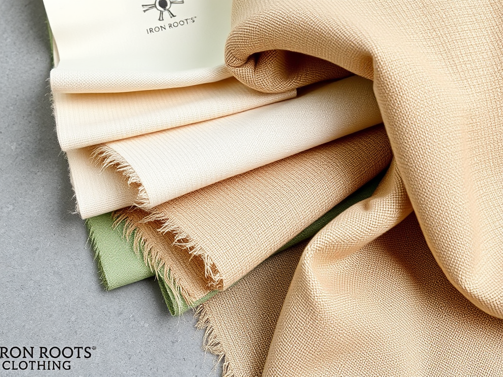 A selection of various textured fabrics in neutral and earthy tones, neatly arranged together.